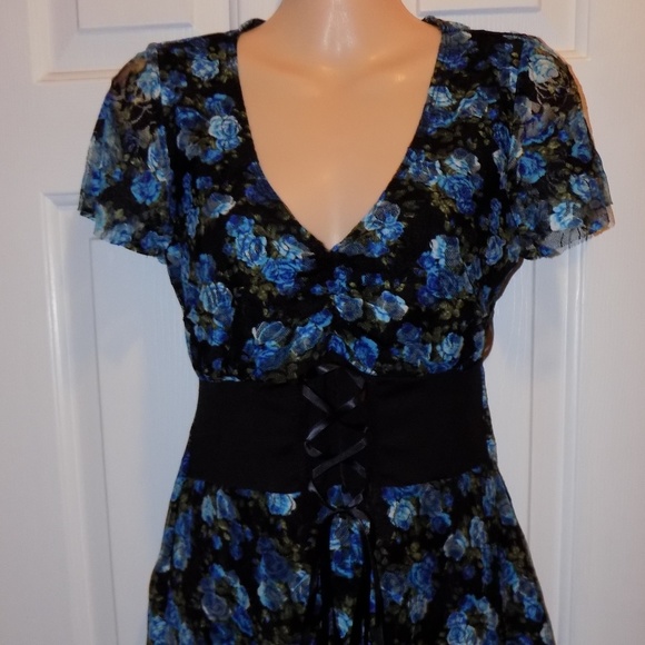 Victorian Gothic Women's Sweetheart Corset Top Blu - Picture 2 of 4